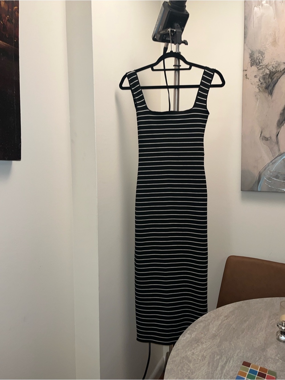 Zara Black and White Striped Maxi Dress